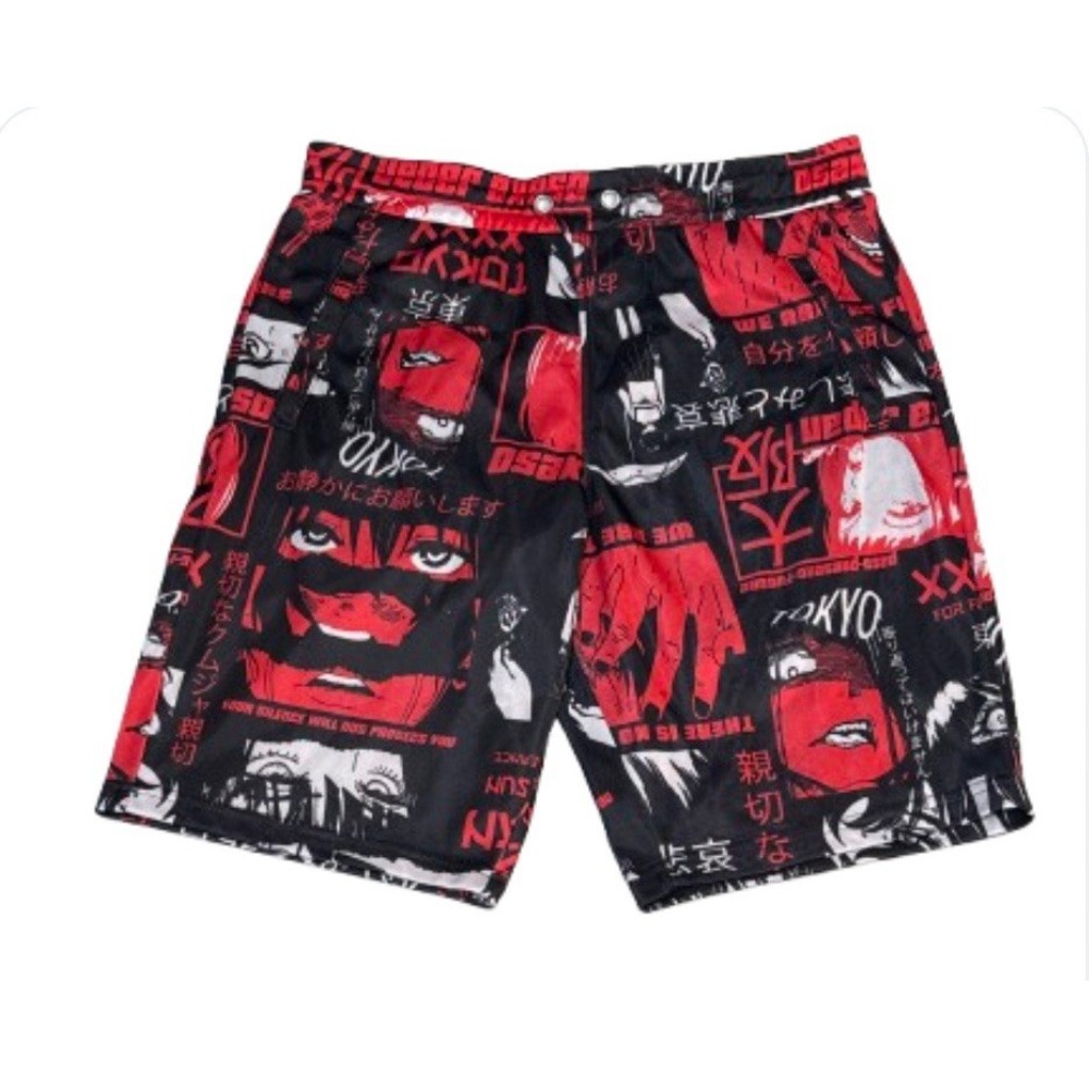 Tokyo Vtg Fresh‎ Prints of Tokyo Drill Clothing Company Sz S shorts Black Red